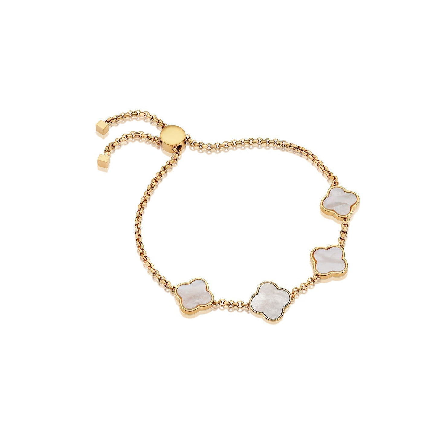 Pearl Clover Custom Name Bracelet (Gold)