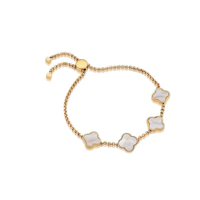 Pearl Clover Custom Name Bracelet (Gold)