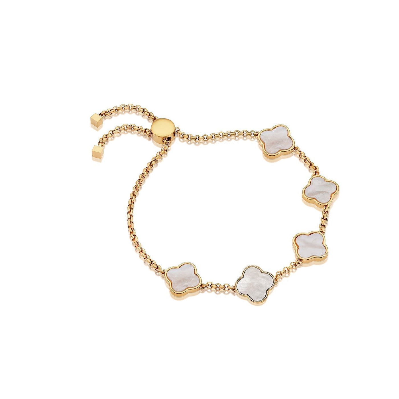 Pearl Clover Custom Name Bracelet (Gold)