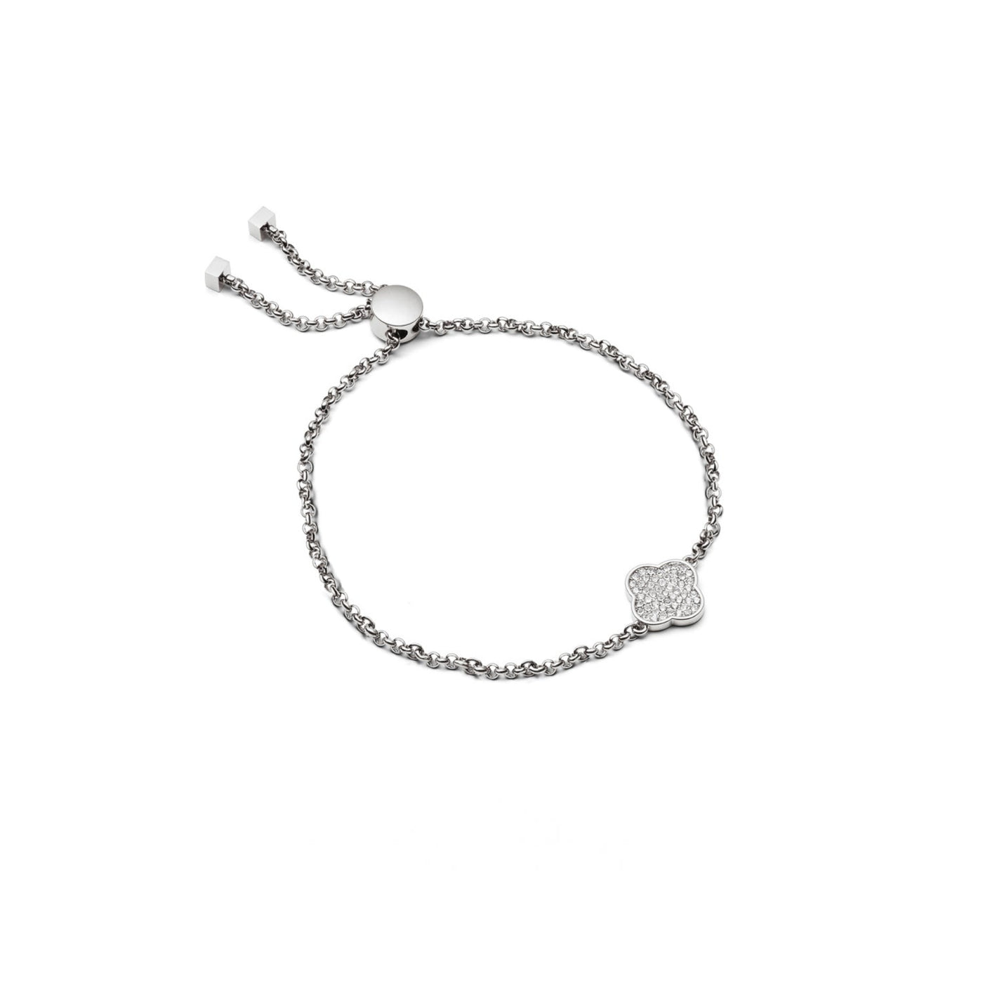 Shimmer Pavé Clover Bracelet (Silver)