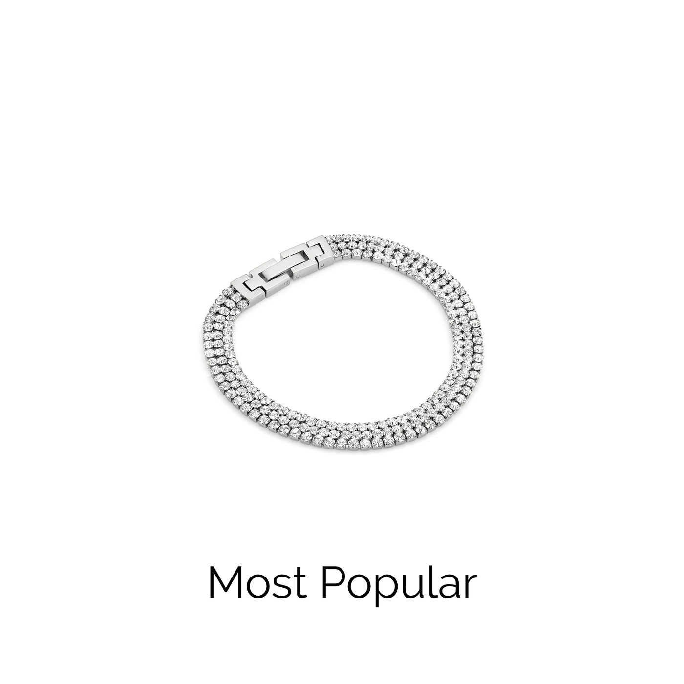 Trinity Crystal Tennis Chain Bracelet (Silver)