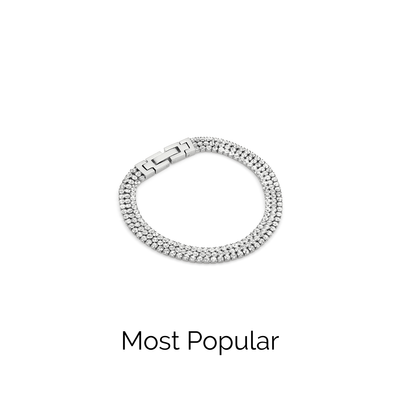 Trinity Crystal Tennis Chain Bracelet (Silver)