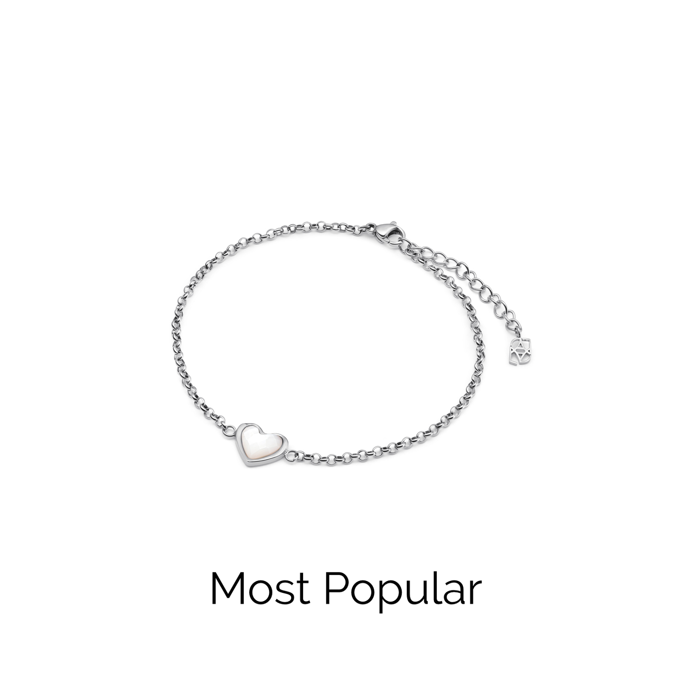 White Quartz Heart Bracelet (Silver)