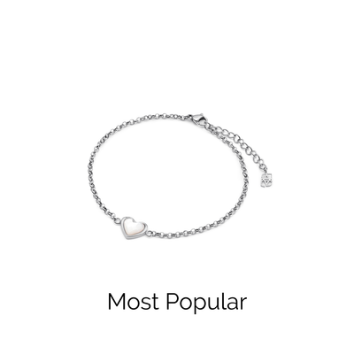White Quartz Heart Bracelet (Silver)
