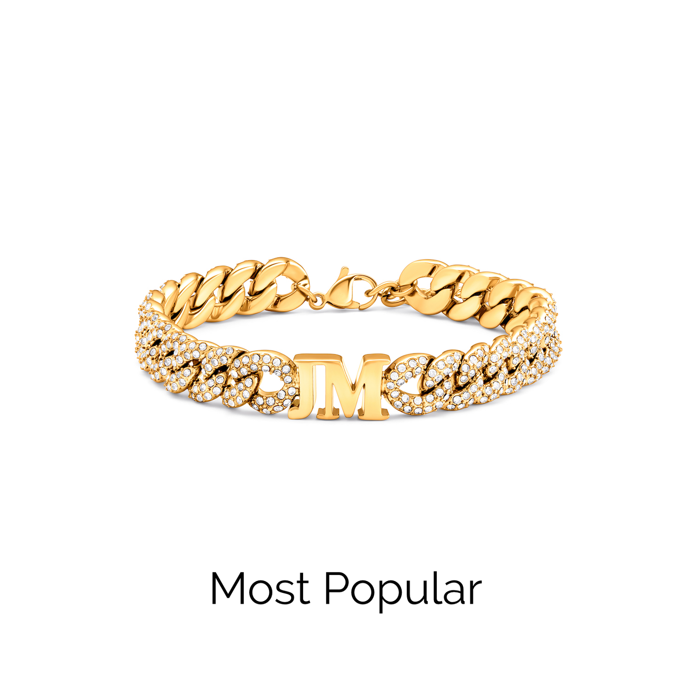 Pavé Initial Curb Bracelet (Gold)