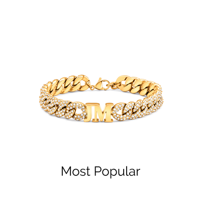 Pavé Initial Curb Bracelet (Gold)