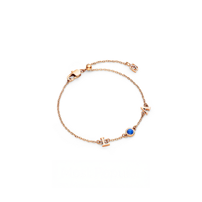 Made Mine Initials & Birthstone Bracelet (Rose Gold)