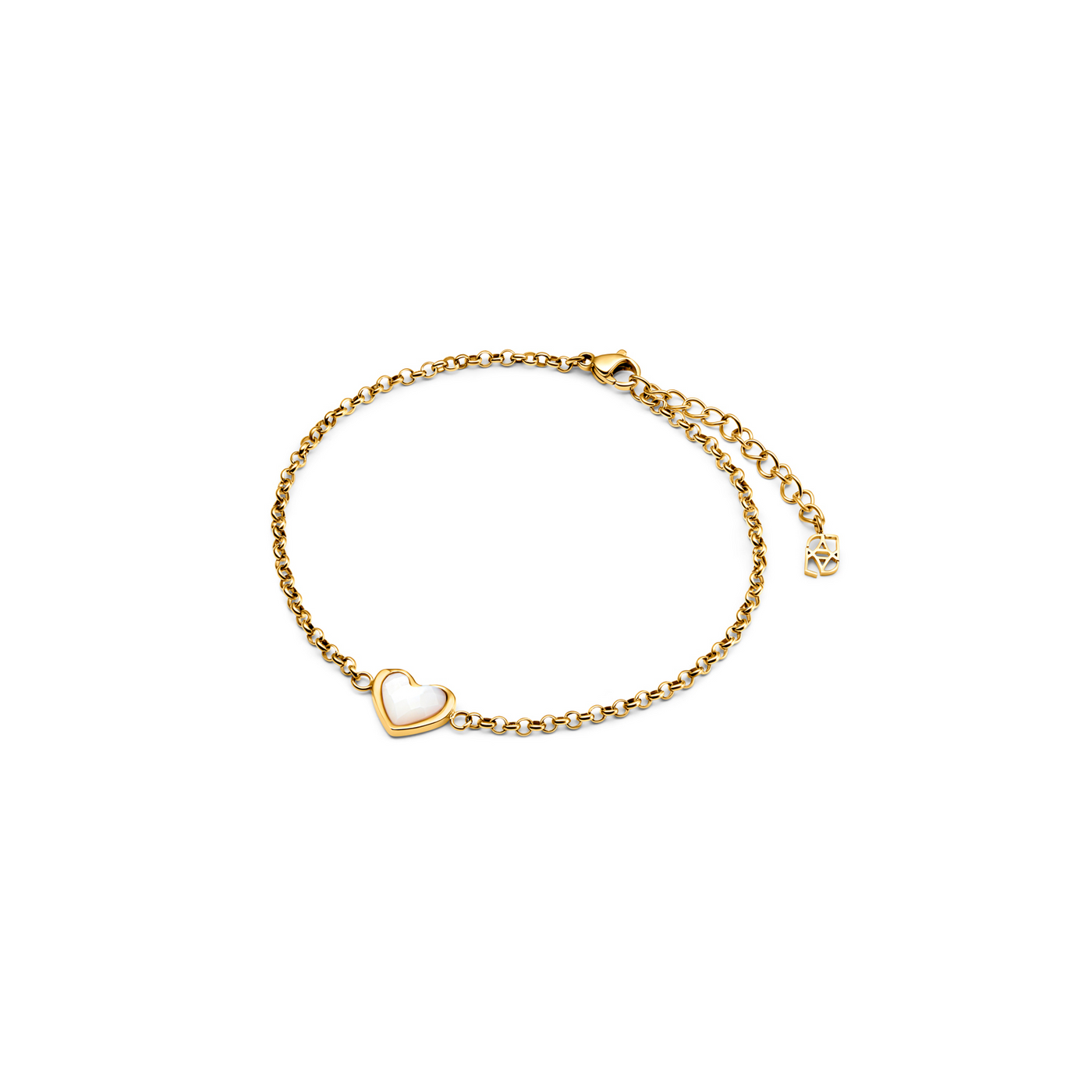 White Quartz Heart Bracelet (Gold)