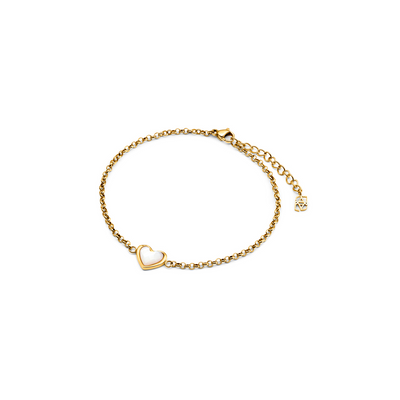 White Quartz Heart Bracelet (Gold)