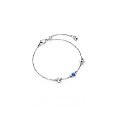 Made Mine Initials & Birthstone Bracelet (Silver)