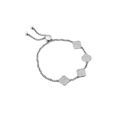 Shimmer Pavé Clover Bracelet (Silver)
