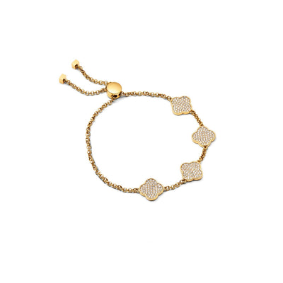 Shimmer Pavé Clover Bracelet (Gold)