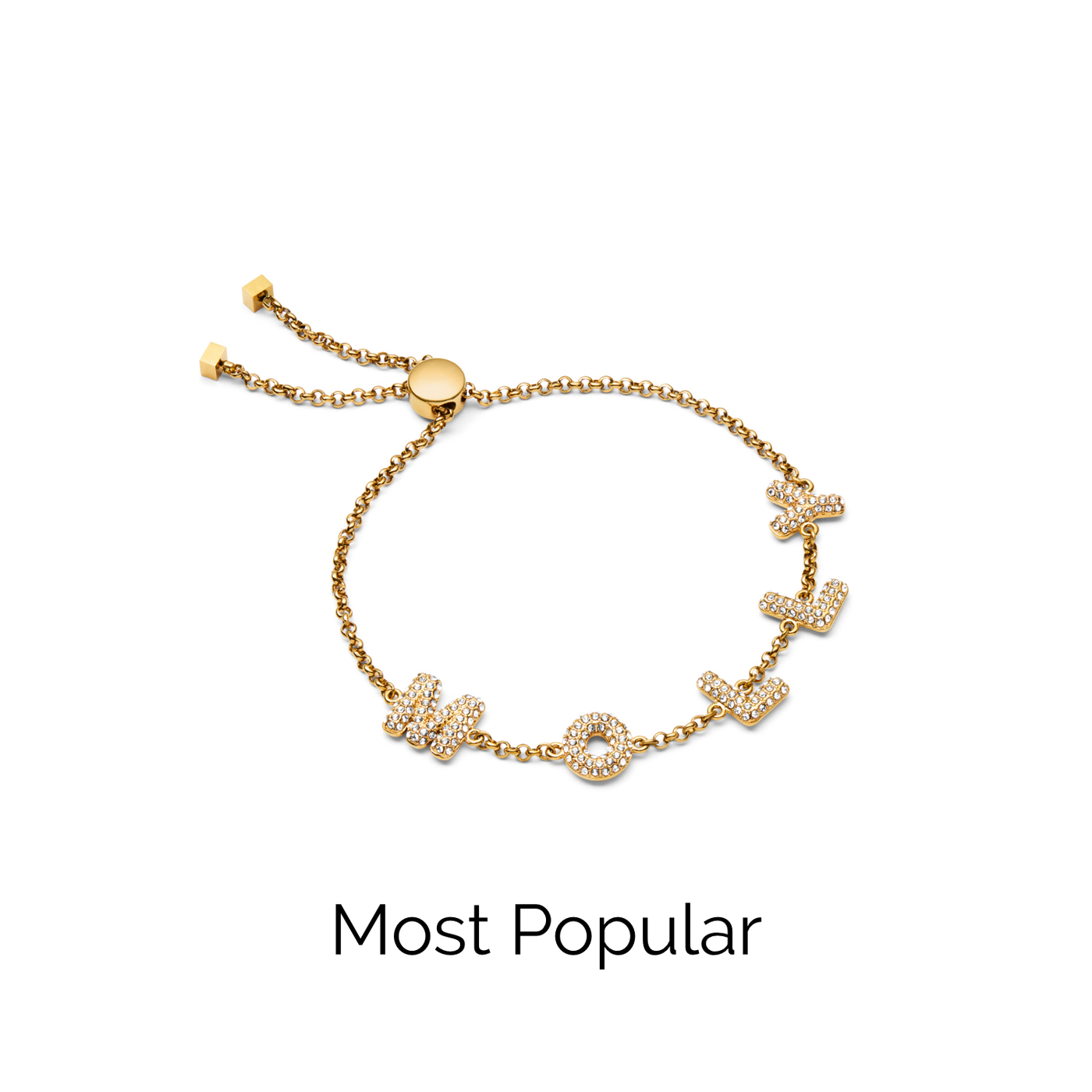Spotlight Pavé Bubble Name Bracelet (Gold)