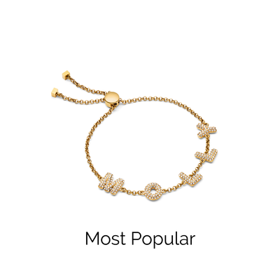 Spotlight Pavé Bubble Name Bracelet (Gold)