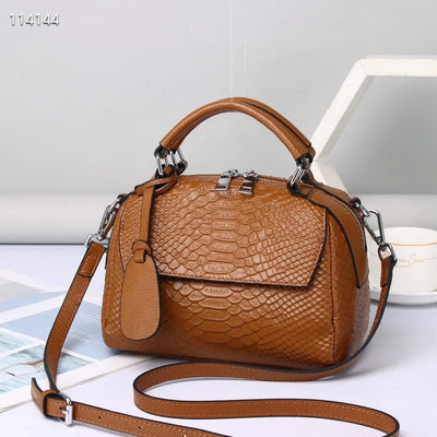 Ellen | Elegante Lederhandtasche mit Krokodilmotiv