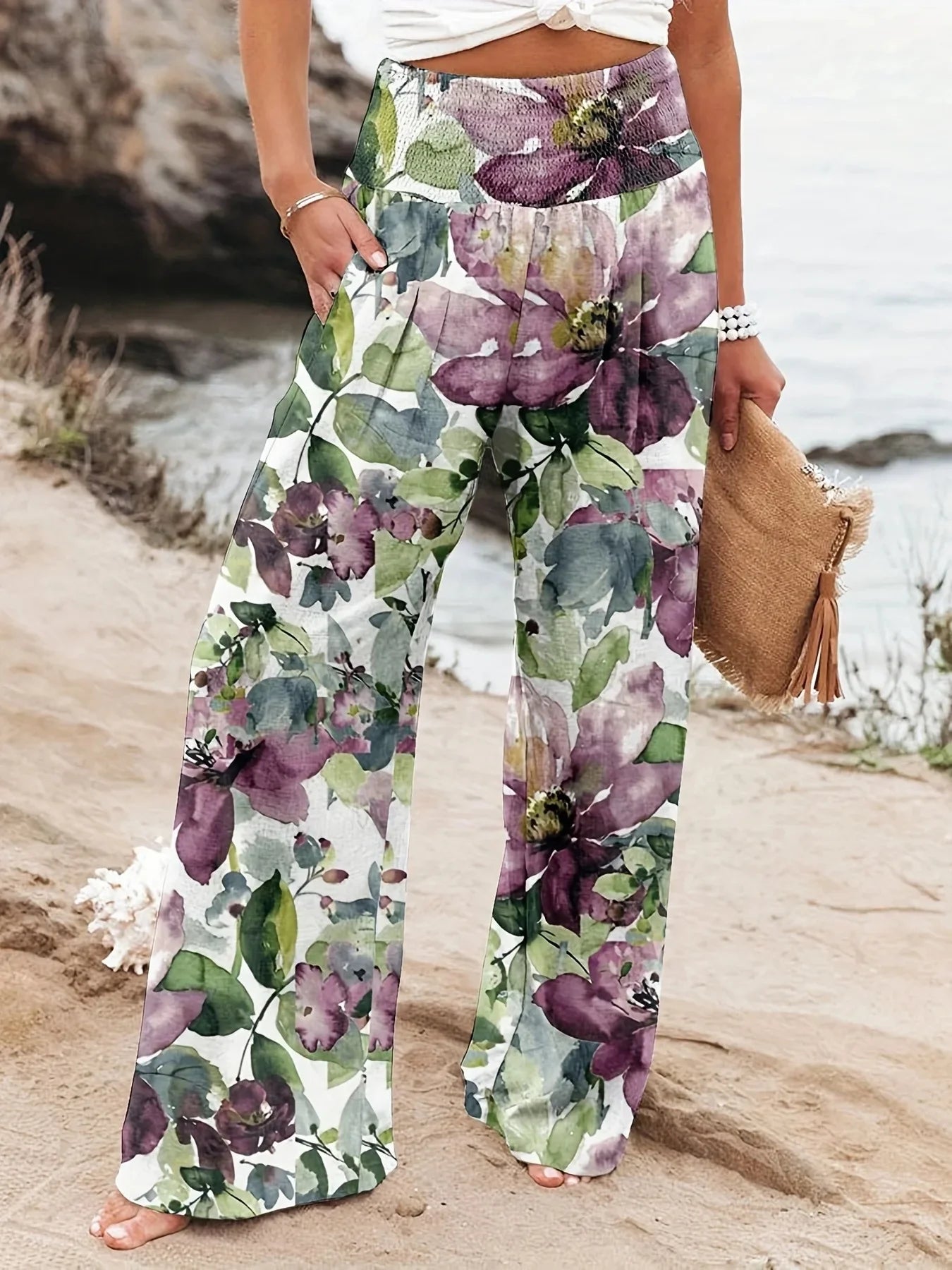 Diana - Luftige Strandhose mit Druck