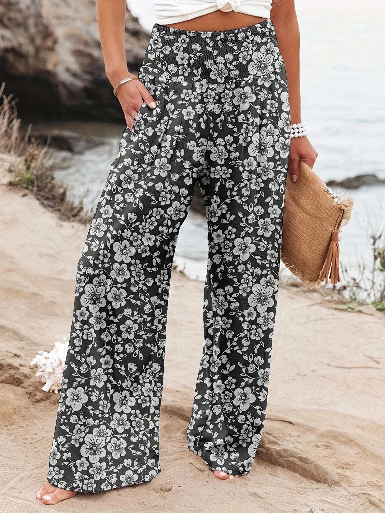 Diana - Luftige Strandhose mit Druck