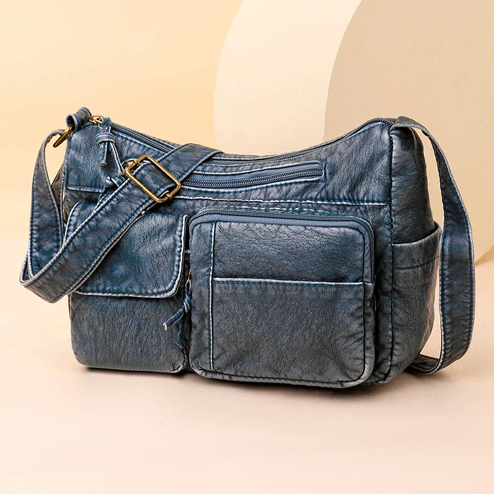 Naya | Vintage Leder Umhängetasche mit mehreren Fächern