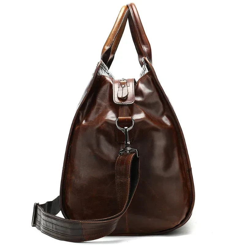 Kasper - Unisex, Vintage-Reisetaschen, Handgepäck, braunes Rindsleder, Reisetaschen mit hoher Kapazität