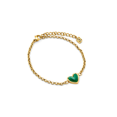Green Quartz Heart Bracelet (Gold)