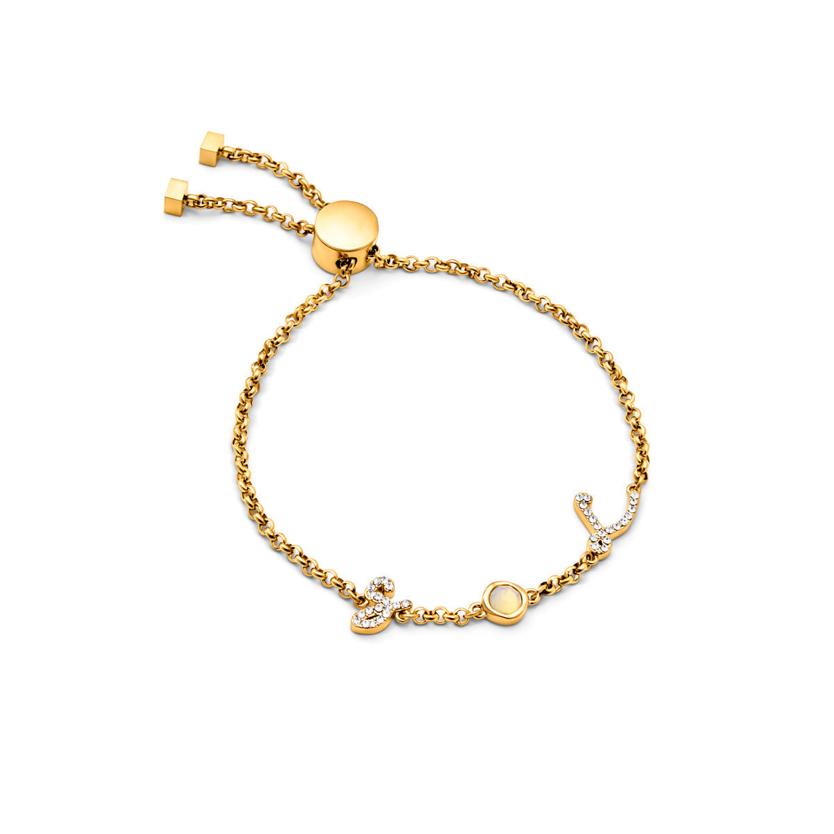 Made Mine Initials & Birthstone Bracelet (Gold)