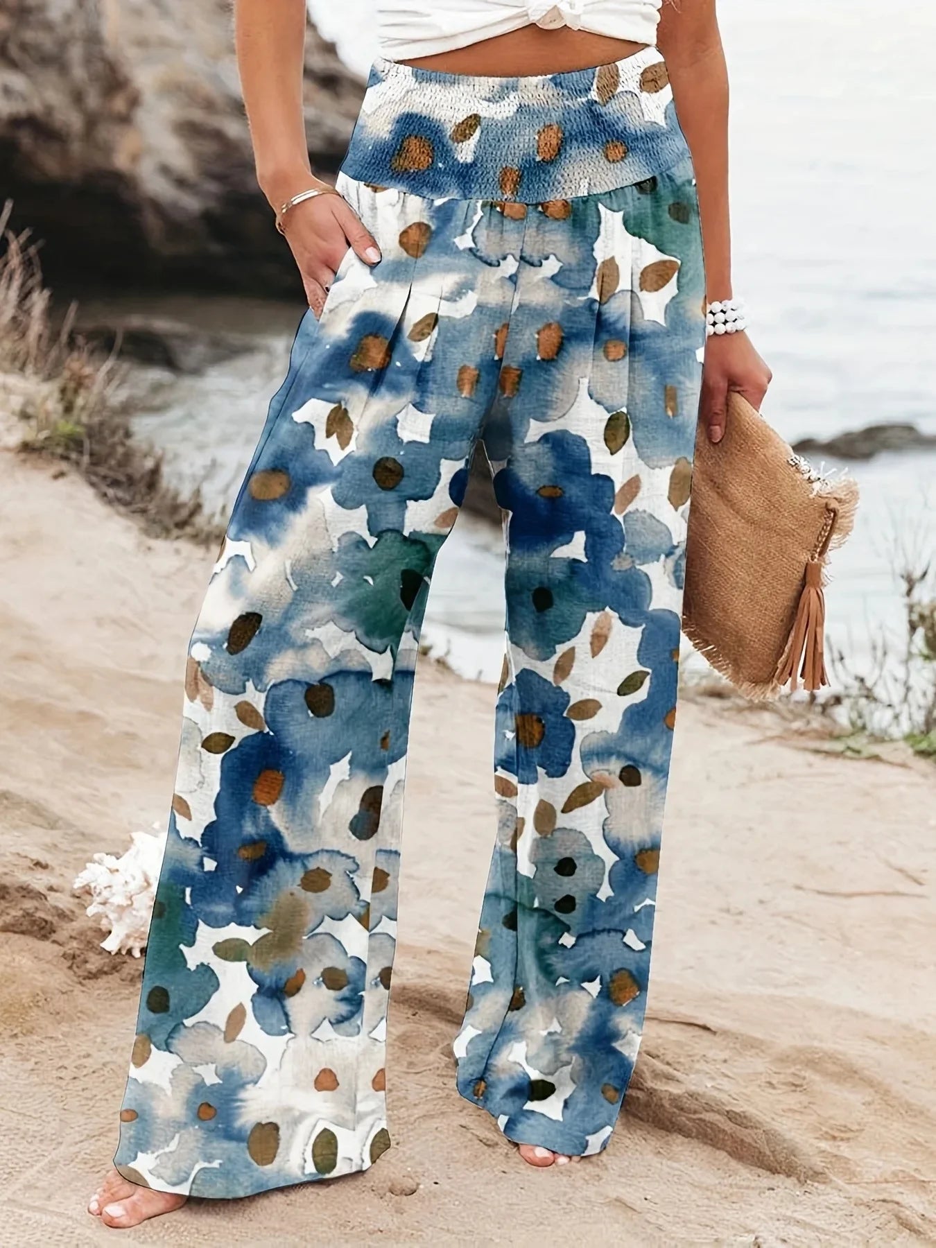 Diana - Luftige Strandhose mit Druck