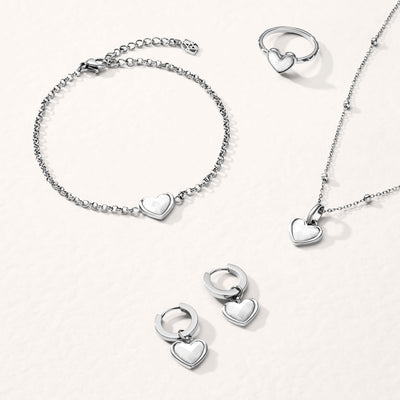 White Quartz Heart Bracelet (Silver)