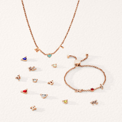 Made Mine Initials & Birthstone Bracelet (Rose Gold)