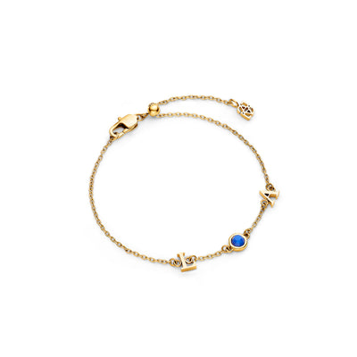 Made Mine Initials & Birthstone Bracelet (Gold)