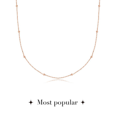 Lowercase Initial Sphere Chain Necklace (Rose Gold)