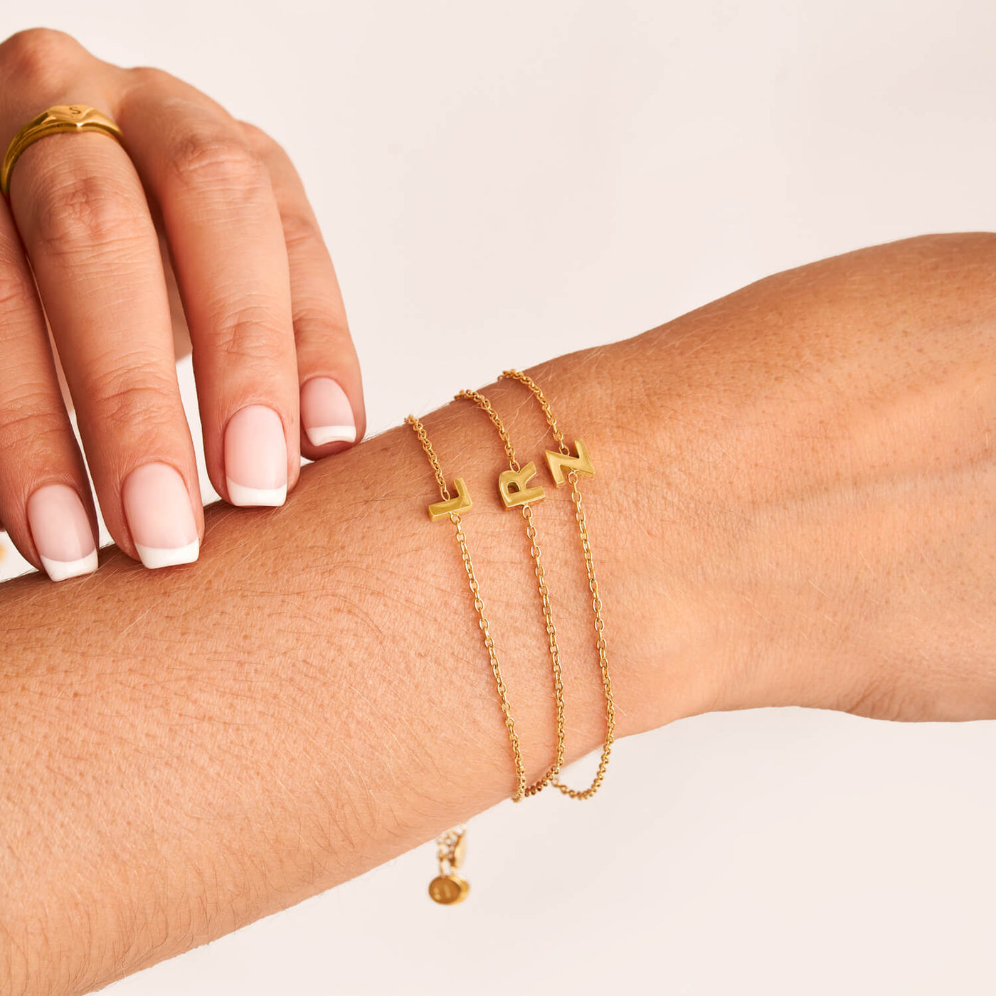 Birthstone & Little Luxe Letter Bracelet (Gold)
