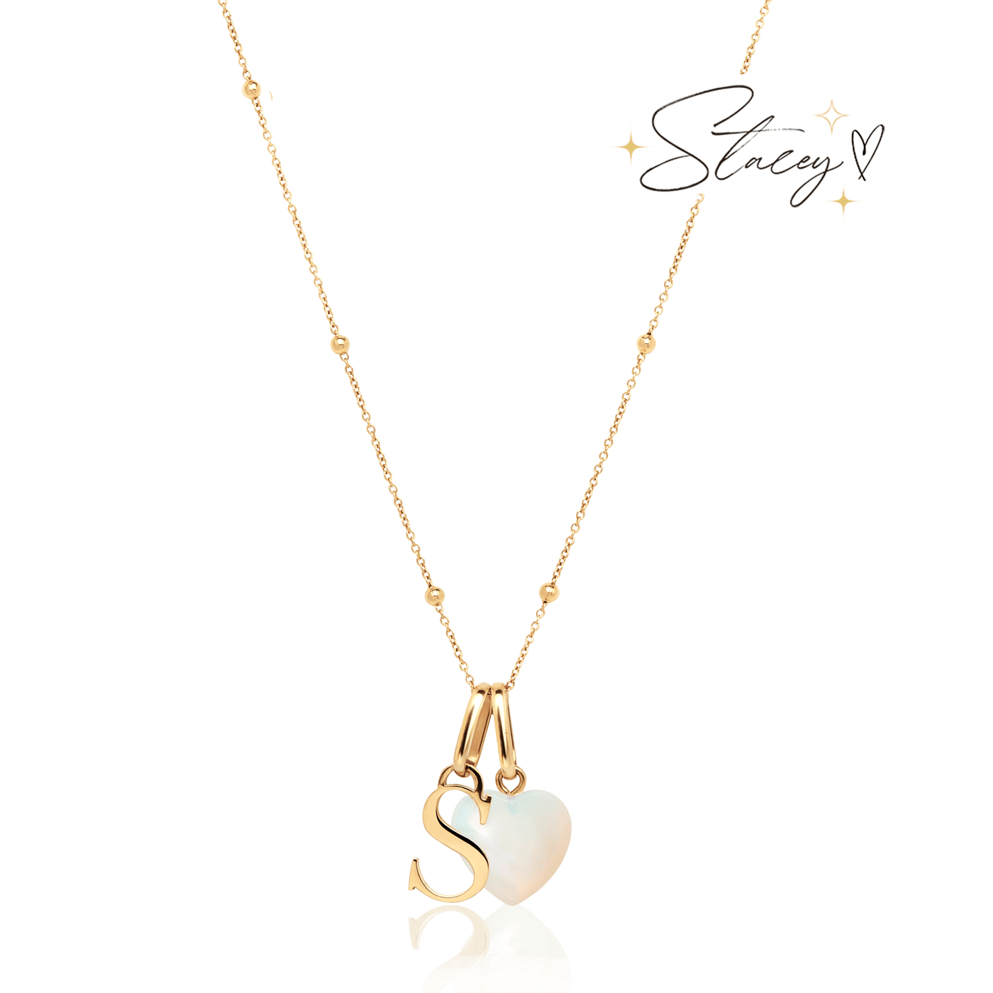 Personalised Initial & Birthstone Necklace (Gold)