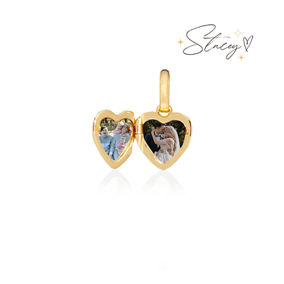 Heart Photo Locket Sphere Necklace (Gold)