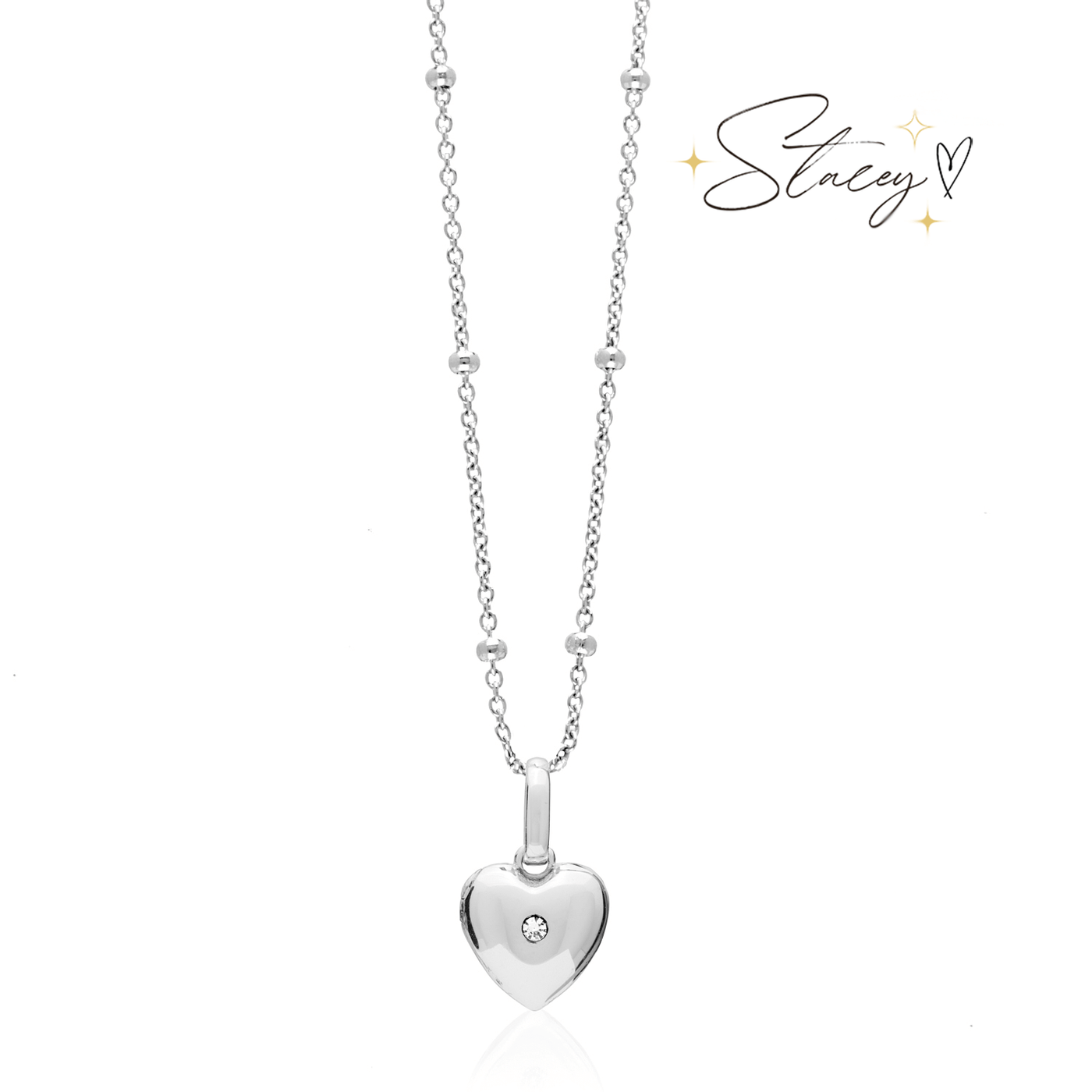 Heart Photo Locket Sphere Necklace (Silver)
