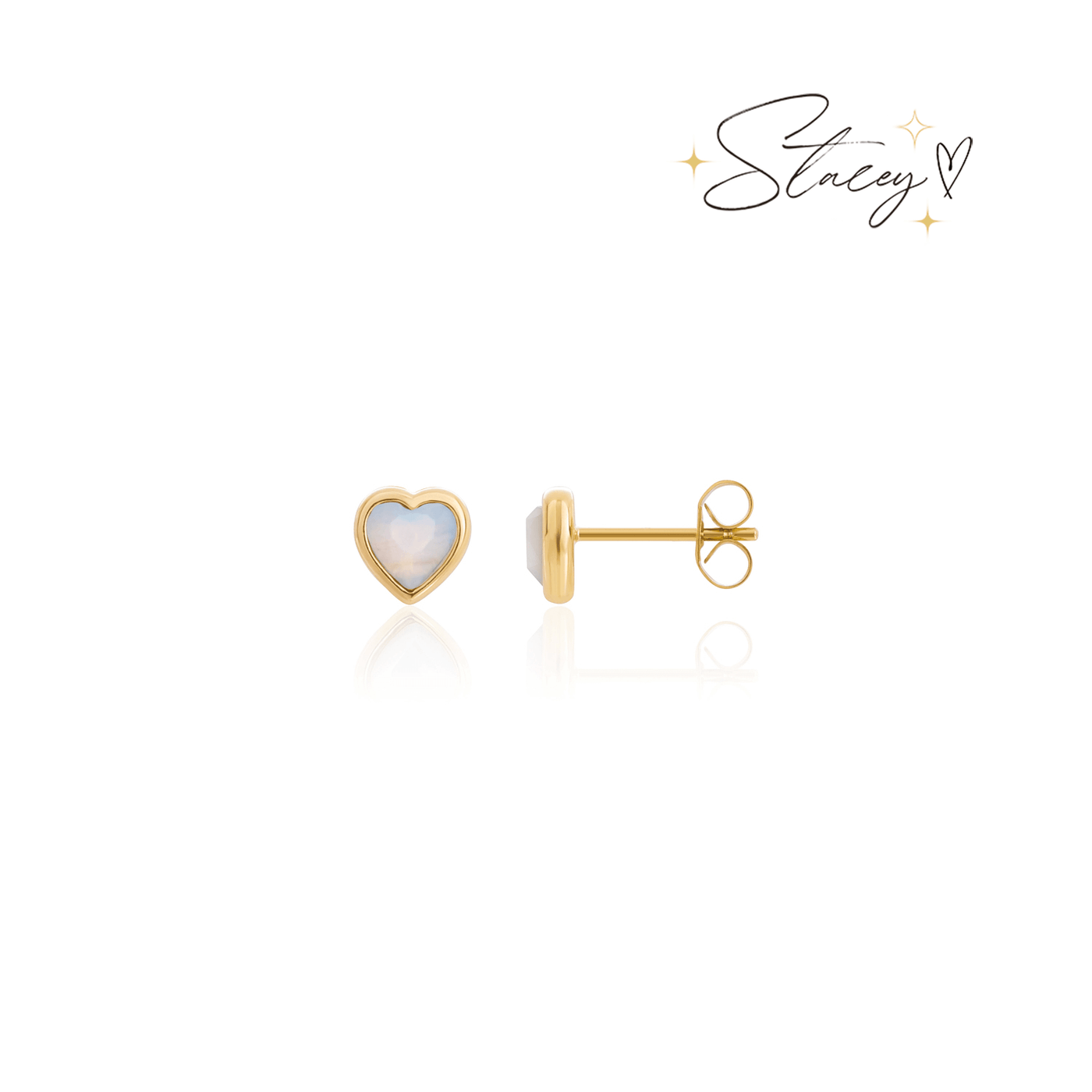 Mini Heart Birthstone Stud Earrings (Gold)