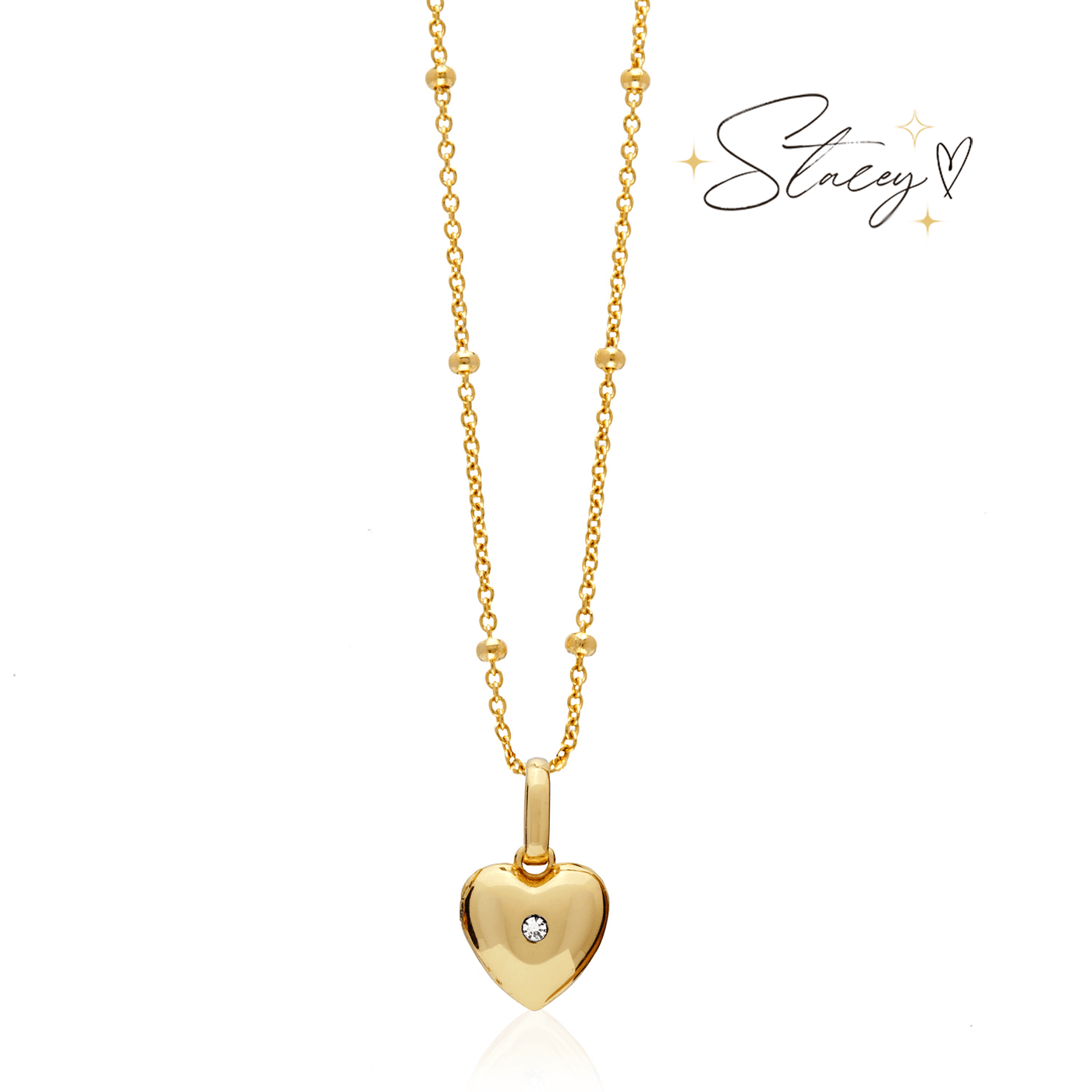 Heart Photo Locket Sphere Necklace (Gold)