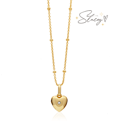 Heart Photo Locket Sphere Necklace (Gold)