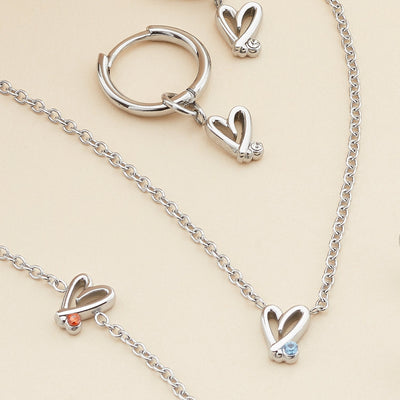 Stacey's Stories Doodle Heart Huggie Hoops (Silver)