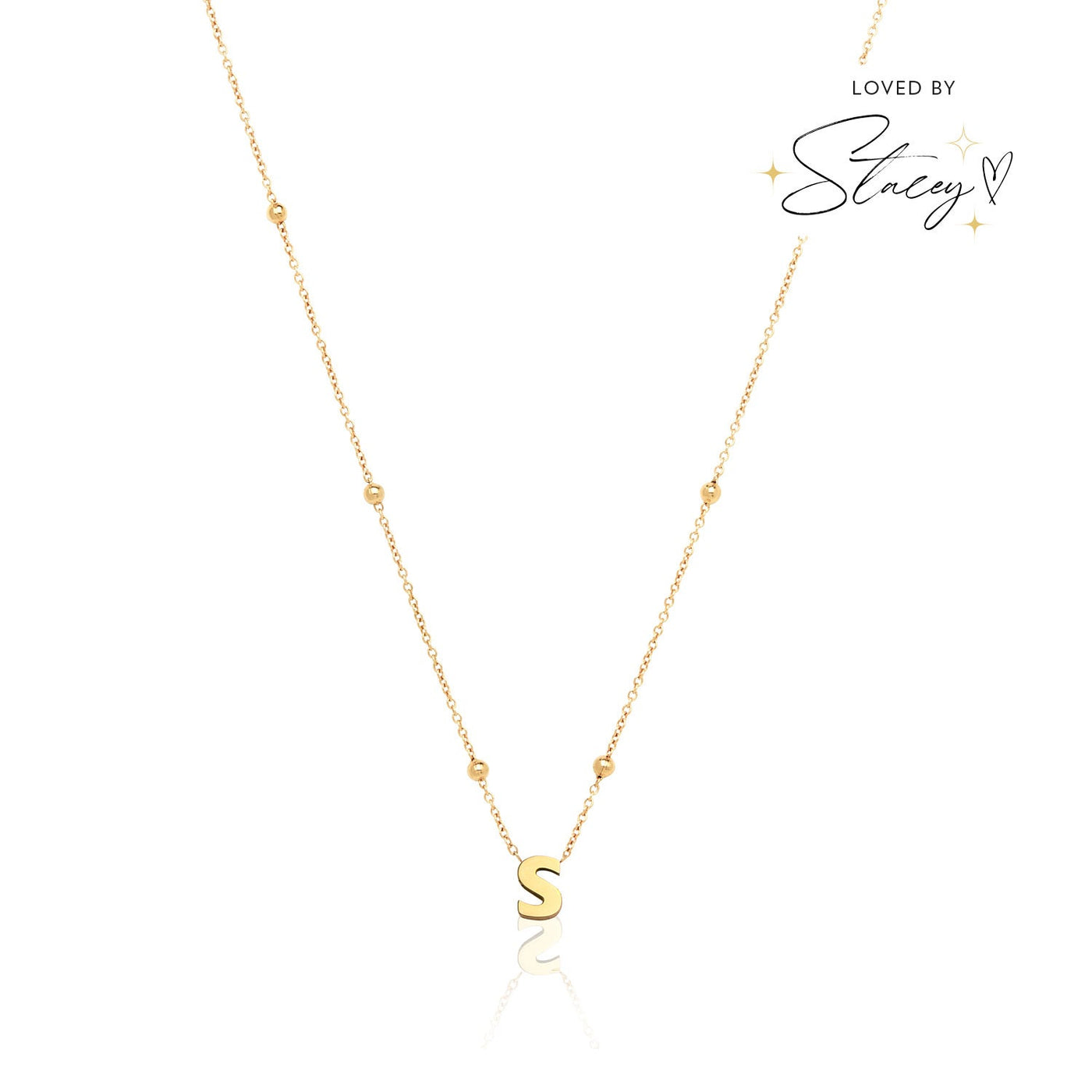 Mini Letter Sphere Chain Necklace (Gold)