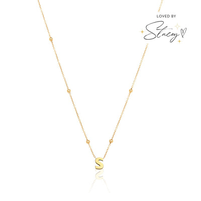 Mini Letter Sphere Chain Necklace (Gold)