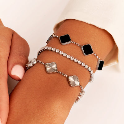 Textured Multi Clover Bracelet (Silver)