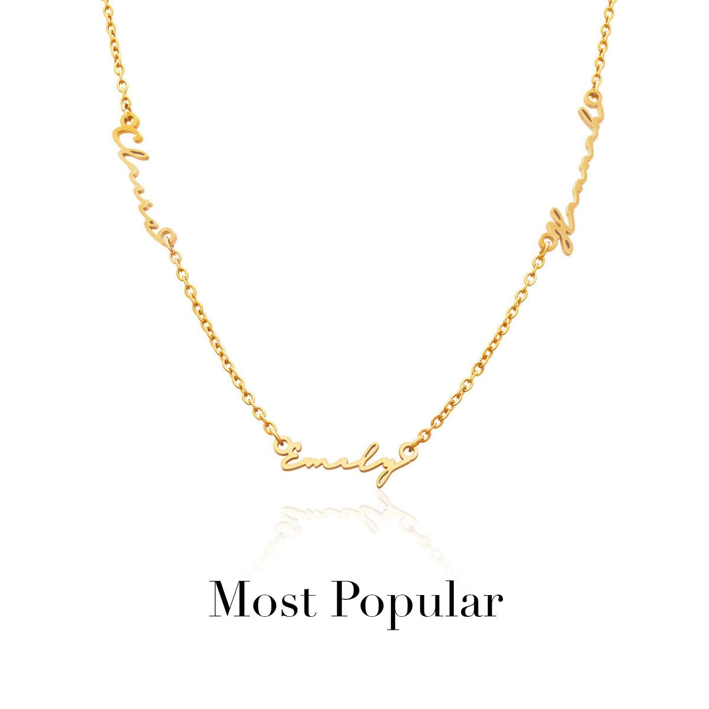 Triple Signature Name Necklace (Gold)