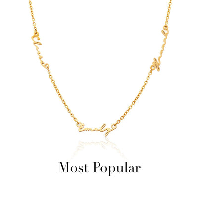 Triple Signature Name Necklace (Gold)