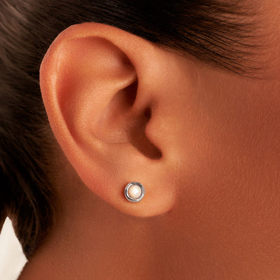 White Quartz Heart & Stud Earrings Set (Silver)