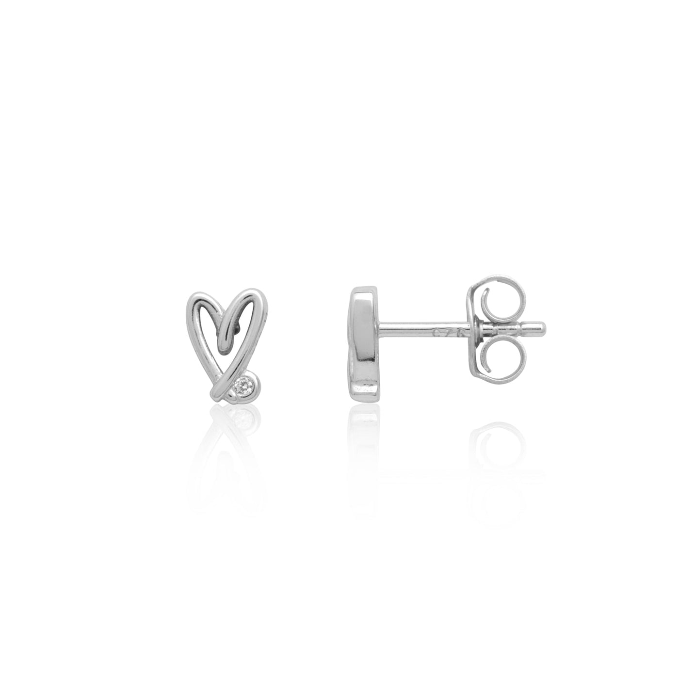 Stacey's Stories Doodle Heart Crystal Stud Earrings (Silver)