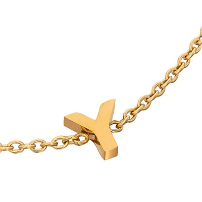 Birthstone & Little Luxe Letter Bracelet (Gold)