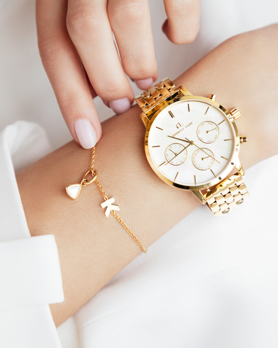 Birthstone & Little Luxe Letter Bracelet (Gold)