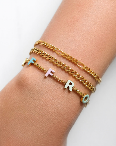 Custom Enamel Name Bracelet (Gold)