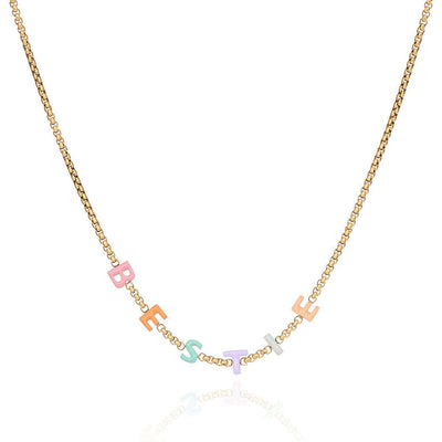 Custom Enamel Name Necklace (Gold)
