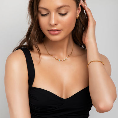 Custom Enamel Name Necklace (Gold)
